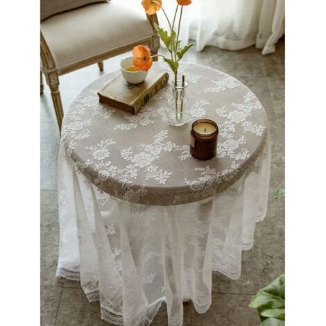 Nappe Rectangulaire Nappe en Dentelle Ronde Petite Table Ronde Nappe Nordique Rétro Blanc Nappe Dessert Table Couverture-Dentelle Rétro BlancNappe Ronde 140Cm (1/4)