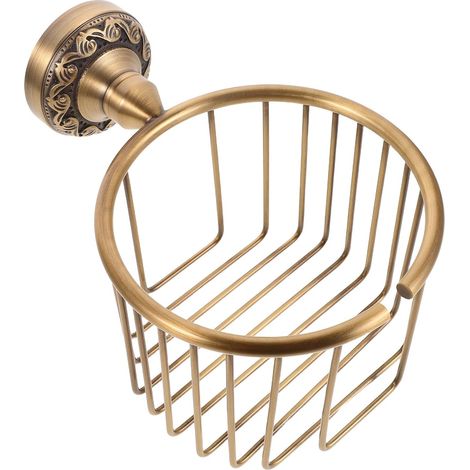 Porte-papier toilette vintage en laiton doré, grille métallique (1/5)