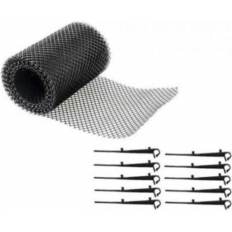 Grillage de protection pour gouttière anti-feuilles et débris, accessoire de fixation pour éviter l'obstruction des conduits d'évacuation d'eau (1/4)