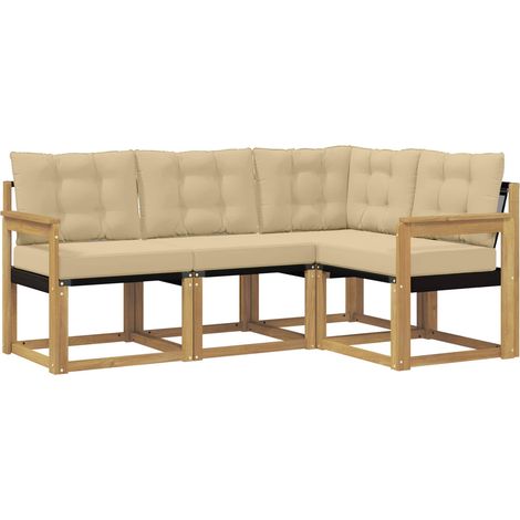 Outdoor-Sofagarnitur mit Kissen 4 pcs Weiß und Beige vidaXL