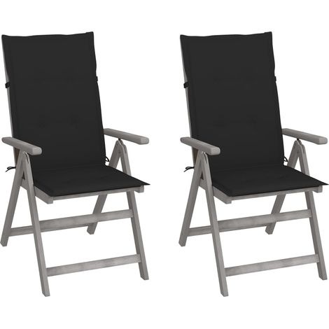 Lot de 2 Chaises de jardin inclinables Fauteuils de Jardin avec coussins Bois d'acacia 69364 (1/5)