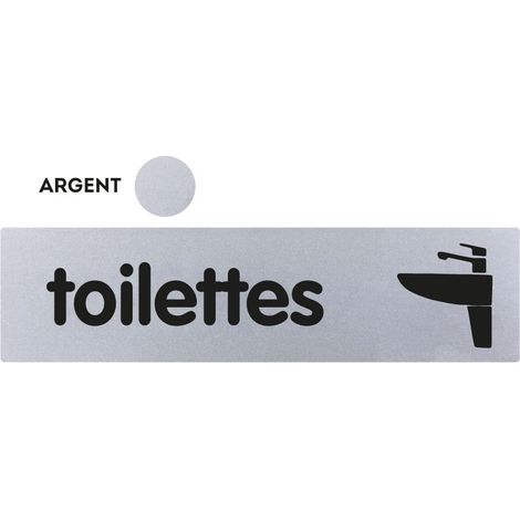 Plaquette de porte plexiglas Toilettes - 170 x 45 mm - Gris argenté - NOVAP - 4034867