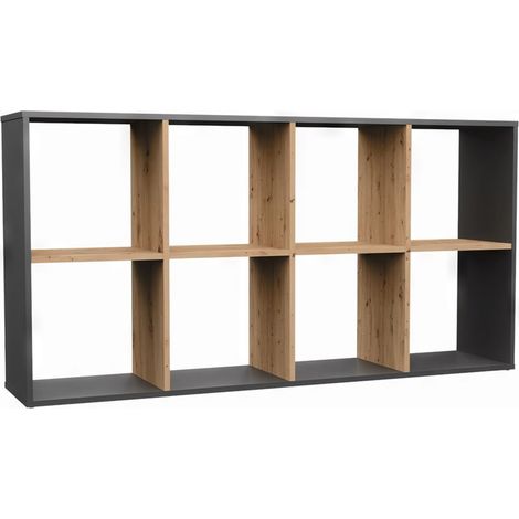 Selsey MALAX - Estantería con 8 estantes - 147 cm - Roble artesanal / Antracita (1/4)