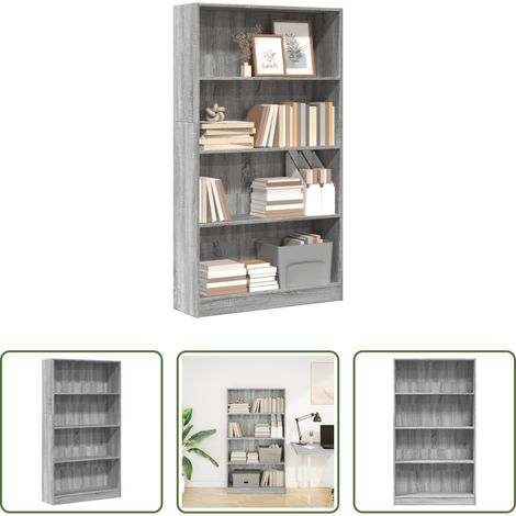 vidaXL Étagère livres -  Bibliothèque sonoma gris 80x24x143 cm bois d'ingénierie (1/5)