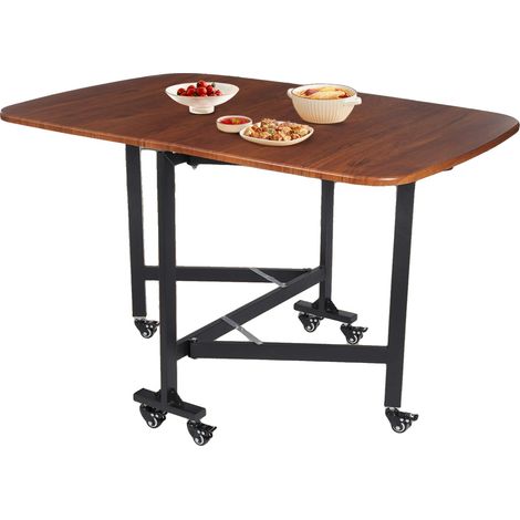 Mesa de comedor, fabricada en tablero de densidad y PVC, 120 x 75 x 75 cm, capacidad de carga de 100 kg, 6 ruedas giratorias, diseño moderno. (1/5)