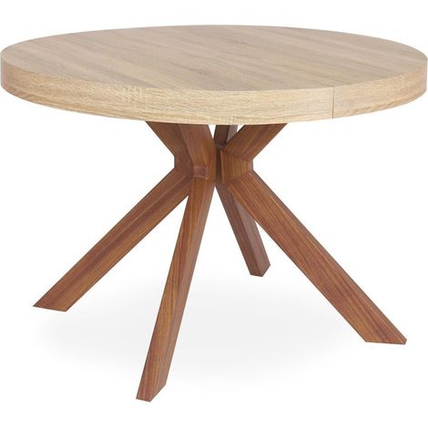 Paris Prix – Table ronde extensible 160-260cm – Chêne Sonoma – Accueil jusqu'à 10 couverts – Montage facile – Entretien rapide avec chiffon humide