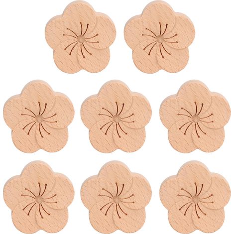 8 Diffuseurs d'huiles essentielles pour voiture en bois de hêtre naturel, forme fleur de prunier, compact et portable (1/5)