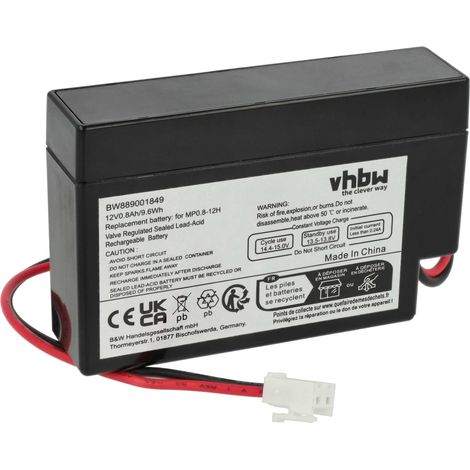 vhbw Battery Replacement for MP0.8-12H for suitable for various Devices (800 mAh, 12 V, AGM, JST connector) 6x Cells
