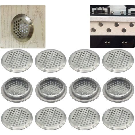 Grille de ventilation ronde en acier inoxydable de 53 mm, 12 pièces, pour meubles de cuisine, grille d'aération en acier inoxydable, pour placard, grille d'évacuation d'air (1/4)