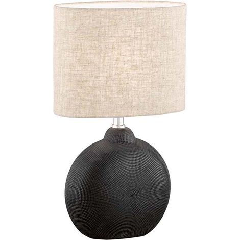 Lampe de table lampe de chevet lampe d'appoint E14 céramique noir textile sable (1/4)