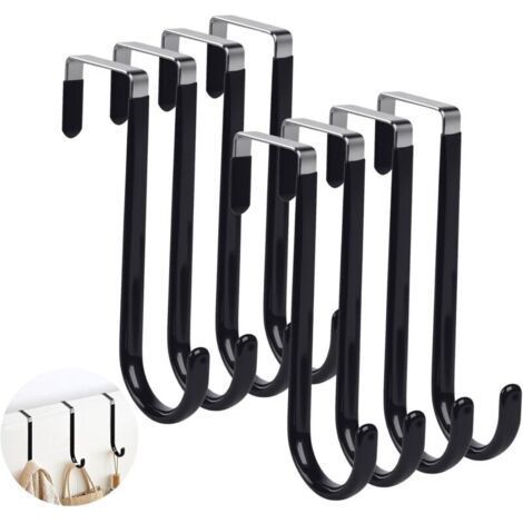 8 Pack Over the Door Hooks Hanging with Felt Pads to Protect the Surface, Over the Door Coat Hooks, Stainless Steel Hooks, Over the Door Coat Rack Hanging (1/5)