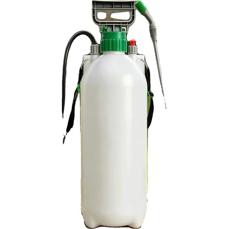 Pulverizador manual de jardín a presión, capacidad de 8 L, lanza de 52 cm, manguera de 132 cm, diseño tipo mochila, válvula de seguridad integrada. (1/5)