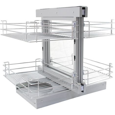 KuKoo – 4 Paniers Coulissants d’Angle, Côté Droit, en Métal pour Placard ou Cabinet de Cuisine entre 90 – 100cm