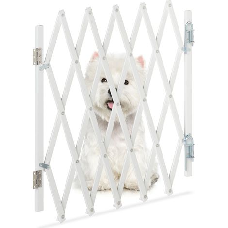 Barrera de protección extensible para perros ajustable 80 x 100 cm uso práctico estilo moderno de bambú blanco 130013083 (1/5)