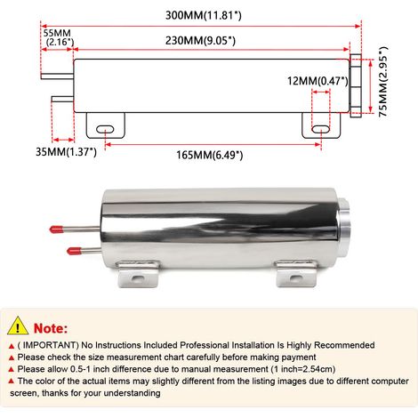 Car modification parts, overflow tank, polished stainless steel radiator, overflow can, coolant reservoir, 2 inches - 3"9" (OCC074) (1/4)