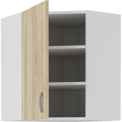 SARA Meuble haut d'angle - Décor chene sonoma - L59xP59xH71,5 cm (1/2)