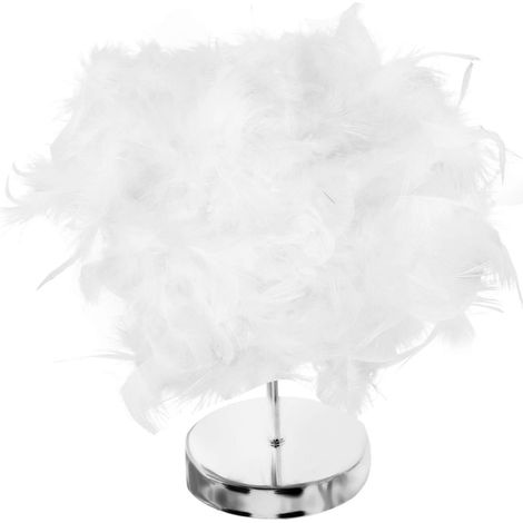 Lampe de table en métal avec abat-jour en plumes, lampe de chevet vintage, veilleuse, décoration de Noël, douce et vintage pour la chambre à coucher (1/5)