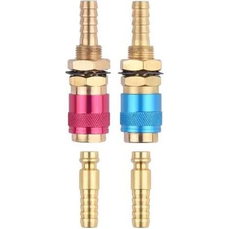 Lot de 2 adaptateurs de chalumeau de soudage Heavy Duty M 6/8/10 en laiton - Connexion rapide - Raccords en laiton - Torche de soudage TIG (1/5)