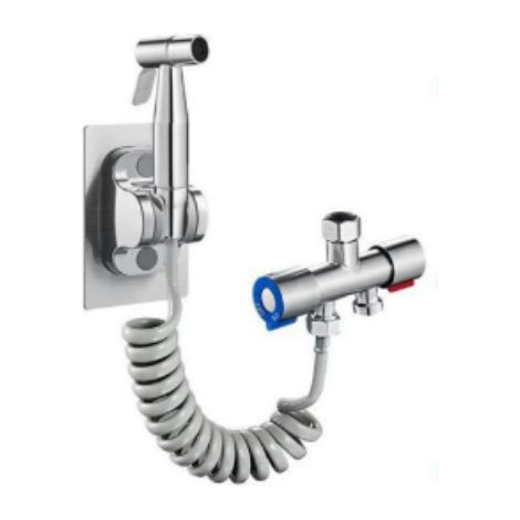 Pommeau de douche à main, pistolet pulvérisateur 304 + flexible inox 1,5 m + support + inverseur (1/5)