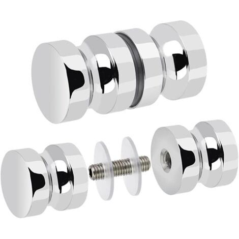 Maniglia per porta doccia in acciaio inox 2 pezzi, pomello per porta doccia rotondo, maniglia per porta doccia in vetro, pomello per porta scorrevole in acciaio inox per bagno, cucina, casa, ufficio, (1/4)