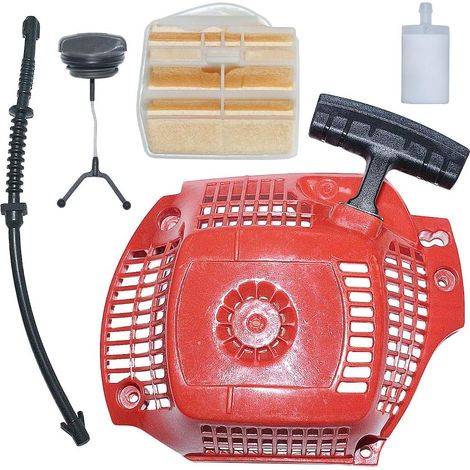 544071604 Démarreur à corde pour Husqvarna 445 450, pièce de tronçonneuse avec kit de bouchon de réservoir et ligne de tuyau de filtre à air et carburant (1/5)