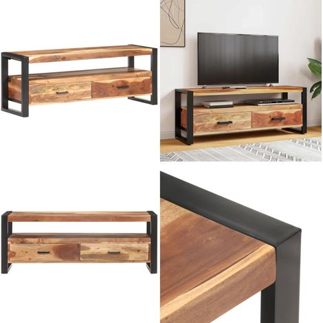TV-Schrank 120x35x45 cm Massivholz Honigfarben - TV Schrank - Holzschreibtisch - Massivholzmöbel - Wohnzimmereinrichtung - Vintage Stil - Home & Living (1/5)