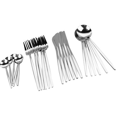 Couverts en acier inoxydable 6 cuillères à dessert 6 cuillères 6 couteaux 6 fourchettes set de vaisselle pour restaurant maison fête (1/5)