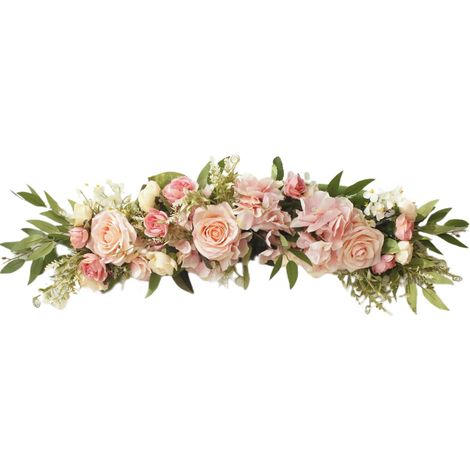Arche de mariage fleurie, guirlande de roses artificielles, guirlande décorative pour linteau, chapelet, porte, fenêtre, décoration intérieure, fête, rose, 65 x 16 cm-AquaForge (1/5)