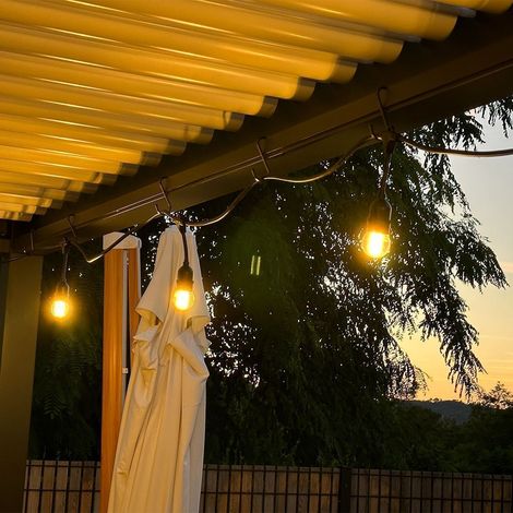Ghirlanda di stalattiti Guinguette 10 lampadine a LED Filamento E27 ambra 10 metri componibili