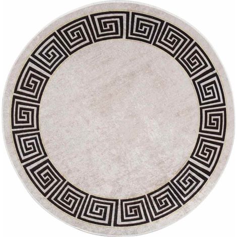 Tapis lavable antidérapant, Tapis de salon, Tapis Intérieur & Extérieur φ120 cm Beige clair MKS94874 (1/5)