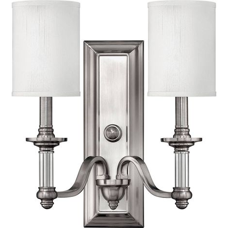 Applique Classica Sussex Acciaio Nichel Spazzolato Tessuto 2 Luci E14 (1/5)