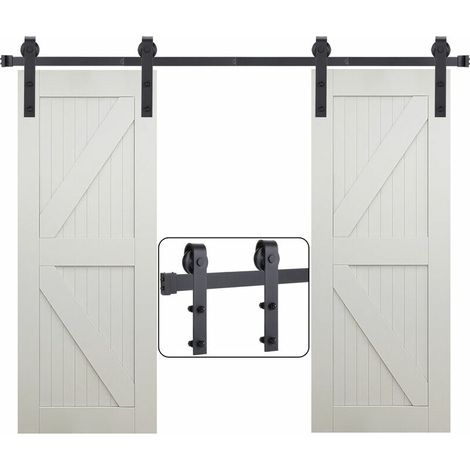 Kit di ferramenta per porta scorrevole Ulisem da 352 cm - Set di montaggio per porta scorrevole doppia tipo fienile per camera da letto/garage