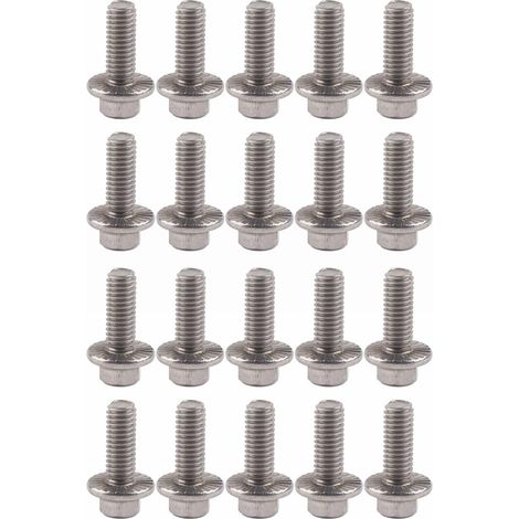 Lot 20 boulons hexagonaux à bride inox 304, vis tête bride M6x20 pour fixation industrielle et construction