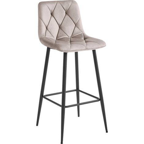 Tabouret de bar - leobert - nado - velours beige foncepieds noirs - 435 x 49 x 104 cm 211770157 (1/5)