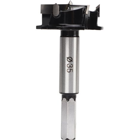 Foret Forstner 3 lames acier allié 35mm ouvre-trou avec butée pour menuiserie bois (1/5)