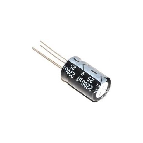 Condensatore elettrolitico 2200uf 25vdc 105ºc Dimensioni 13x20mm Radiale 2200mf25v105