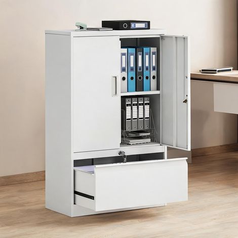 Meuble de rangement de bureau bianco en acciaio 80 x 40 x 130 cm (1/5)