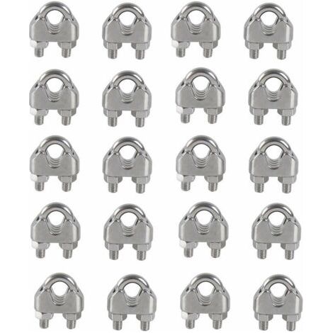 M4 Serre-câbles Etrier U Boulon Clip de Câble 304 Acier inoxydable Selle de pince de Câble Câble métallique Clips pour etendoir linge exterieur20PCS (1/5)