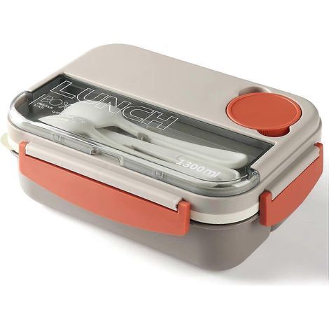 Boîte à lunch empilable de 1300 ml pour adultes, étanche et compartimentée, 4 en 1 avec pot à sauce intégré. (1/5)