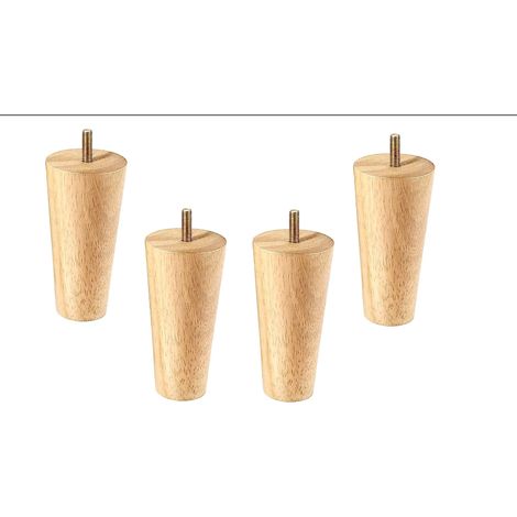 Lot de 4 pieds de meuble en bois, pieds de canapé 12cm, pieds de canapé mid-century pour canapés, lits, fauteuils, armoires