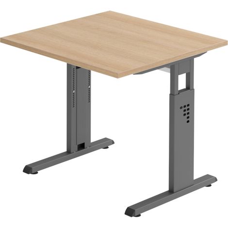 bümö Schreibtisch Serie-O Quadrat: 80 x 80 cm  Eiche Graphit