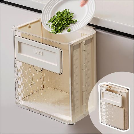 Poubelle suspendue pour cuisine, poubelle pliable, poubelle magnétique, bac à déchets en plastique, bac à compost, poubelle pour placard de cuisine, chambre, salle de bain (1/4)