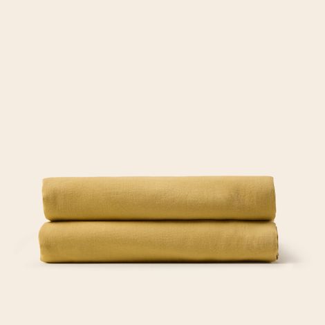 Drap plat en Satin de coton lavé uni à nouettes SATHEENE