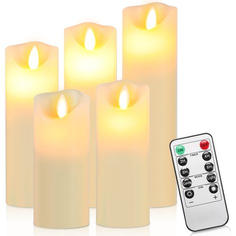 TolleTour Bougies à LED Lot de 10 Bougies LED décoratives Bougie sans Flamme de avec télécommande à 10 Touches Flamme LED Clignotante blanc (1/5)