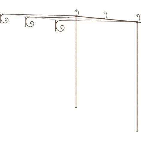 Pergola de jardin rétro marron, 3x3x2,5 mètres, en fer forgé. (1/5)