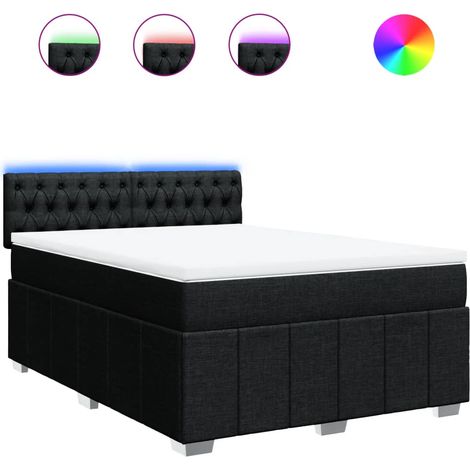 Maison Exclusive - Boxspringbett mit Matratze Schwarz 140x200 cm (1/5)