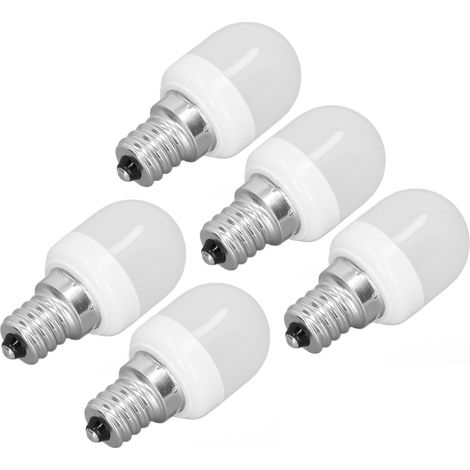 Lot de 5 ampoules LED E12 à lumière douce 1,5 W 75 lm pour lampe de bureau, plafonnier, applique murale, AC220 V, lumière chaude 6000 K (1/5)