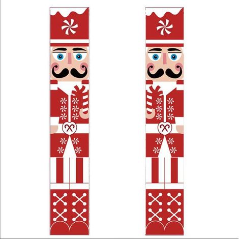 Sollbry Panneau de porche de soldat Casse-Noisette, bannière suspendue à la porte d'entrée, bonbon de canne de Noël, décoration intérieure et extérieure de vacances de Noël le plus doux (1/5)