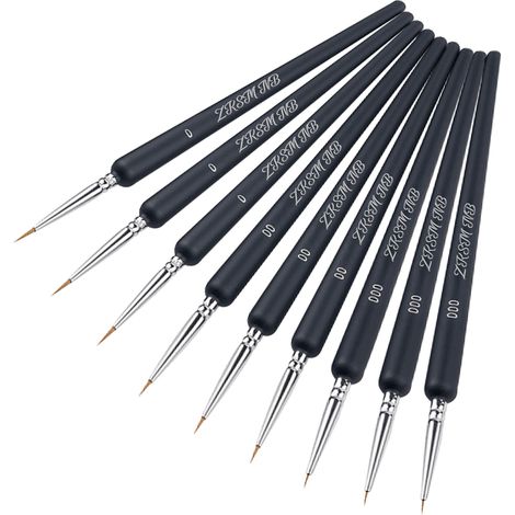 Pinceaux Peinture Acrylique, 9 Pièces Pinceau Peinture pour la Peinture à L'aquarelle Gouache et Acrylique, Nail Art, Enfant Brosse de Peinture, Pinceau Aquarelle, (0, 00 et 000) (1/5)