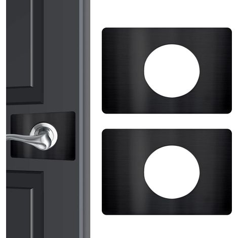 Noir Pack 2 Plaque de Réparation pour Serrure de Porte, Plaque de Renfort pour Serrure de Porte, Plaque de Fixation pour Serrure de Porte (1/5)